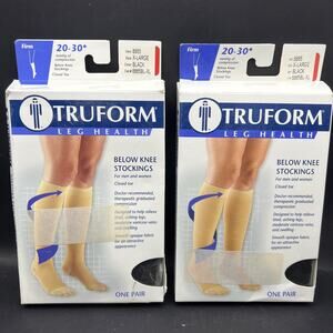 2 Truform BLACK XL Leg Health Compression Stockings Firm Below Knee Socks 8865
